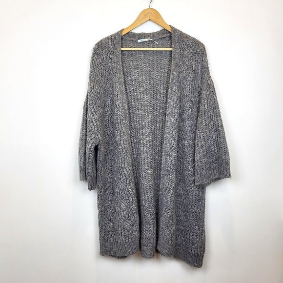 Kimchi Blue Sweaters - Kimchi Blue Metallic Gray Silver Open Front Long Sweater, Size Medium, GUC